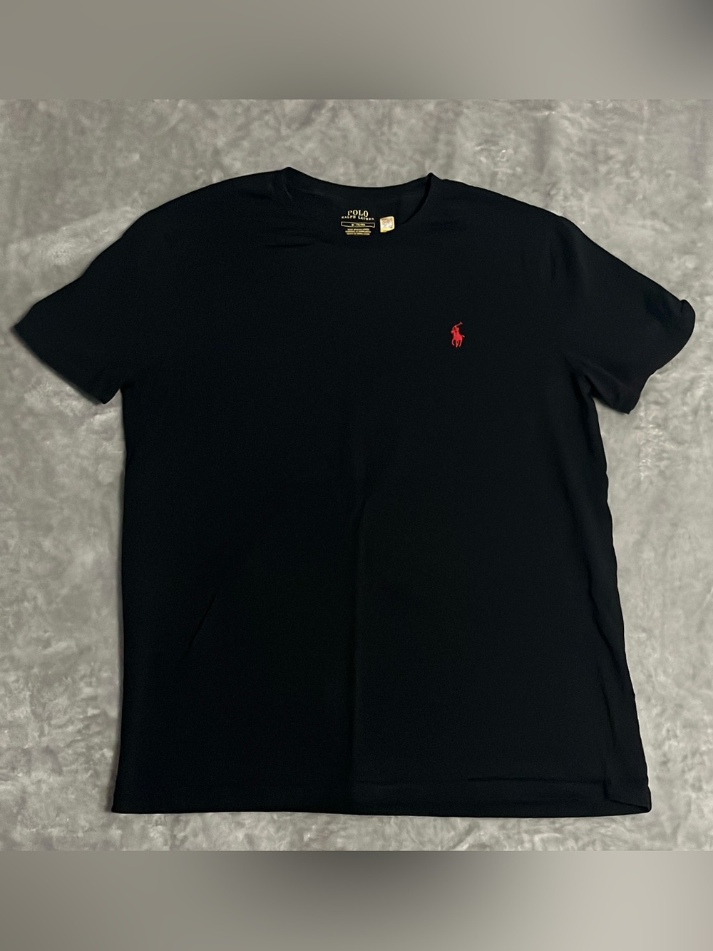 Polo Ralph Lauren Black Short Sleeve T Shirt Mens Medium Red Pony Crewneck